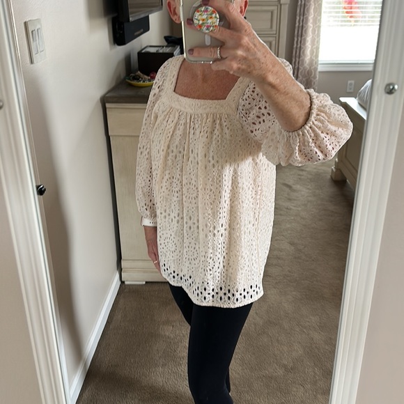 LC Lauren Conrad | Tops | Lauren Conrad Square Neck Lace Peasant Top |  Poshmark